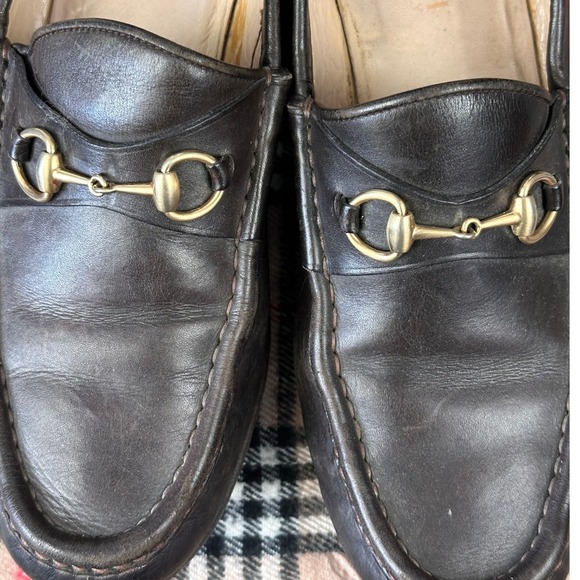 Gucci Horsebit 1953 Loafers Size‎ 9B Dark Brown Leather Gold Hardware VTGE Italy main image 13